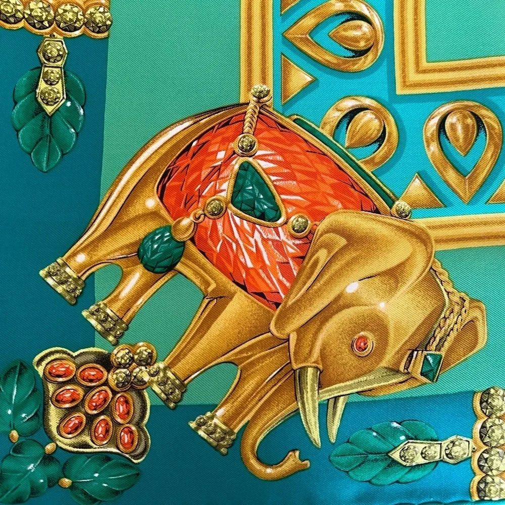 Cartier Silk Scarf Parade des Elephants Rare Vintage 1980’s-1990